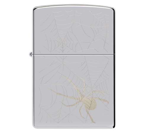 Зажигалка ZIPPO Spider Design с покрытием High Polish Chrome, латунь/сталь, серебристая, 38x13x57 мм
