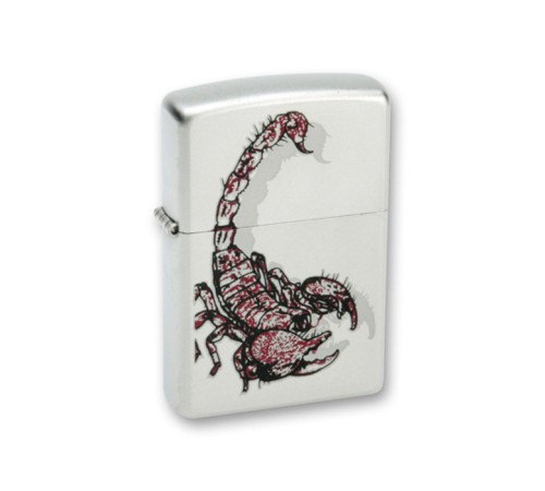 Зажигалка ZIPPO Scorpion Color, с покрытием Satin Chrome™, латунь/сталь, серебристая, 38x13x57 мм