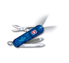 Нож-брелок VICTORINOX Swiss Lite, 58 мм, 7 функций, полупрозрачный синий