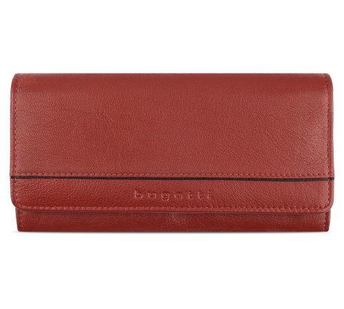 Кошелёк женский BUGATTI Banda, с защитой данных RFID, красный, кожа козы/полиэстер, 18,5х2,5х9,5 см