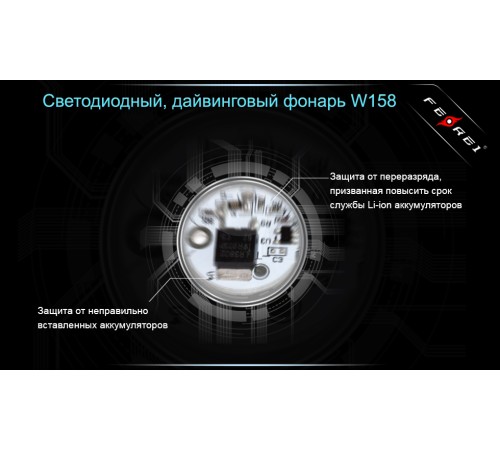Фонарь для дайвинга Ferei W158 набор, серебряный, W158S