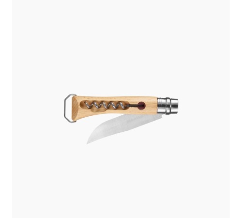 Нож Opinel №10, нержавеющая сталь, рукоять из бука, со штопором