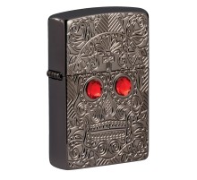 Зажигалка ZIPPO Armor™ Crystal с покрытием High Polish Black Ice®, латунь/сталь, чёрная, 38x13x57 мм