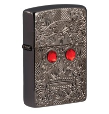 Зажигалка ZIPPO Armor™ Crystal с покрытием High Polish Black Ice®, латунь/сталь, чёрная, 38x13x57 мм