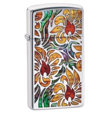 Зажигалка ZIPPO Slim® с покрытием High Polish Chrome, латунь/сталь, серебристая, 29x10x60 мм