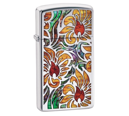 Зажигалка ZIPPO Slim® с покрытием High Polish Chrome, латунь/сталь, серебристая, 29x10x60 мм