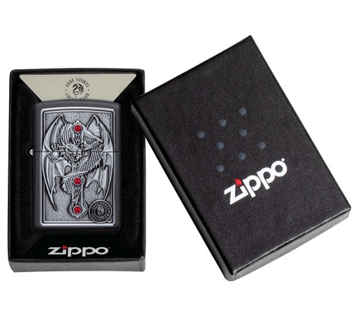 Зажигалка ZIPPO Winged Dragon Cross с покрытием Black Matte, латунь/сталь, чёрная, 38x13x57 мм