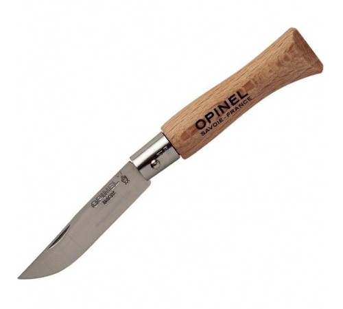 Нож Opinel №4, нержавеющая сталь, рукоять из бука, 121040