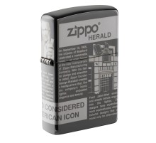 Зажигалка ZIPPO Classic с покрытием Black Ice®, латунь/сталь, чёрная, глянцевая, 38x13x57 мм