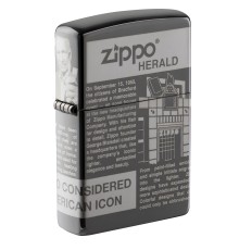 Зажигалка ZIPPO Classic с покрытием Black Ice®, латунь/сталь, чёрная, глянцевая, 38x13x57 мм