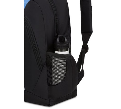 Рюкзак SWISSGEAR, чёрный/голубой, полиэстер 420D, 32х14х45 см, 20 л