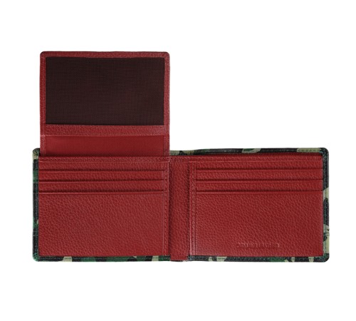 Портмоне ZIPPO, зелёно-чёрный камуфляж, натуральная кожа, 11,2×2×8,2 см