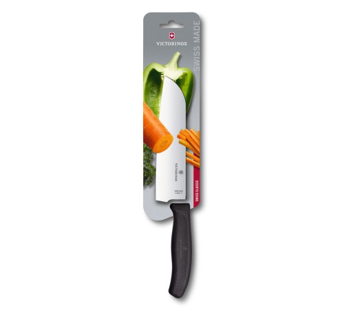 Нож сантоку VICTORINOX SwissClassic, 17 см, чёрный, в картонном блистере