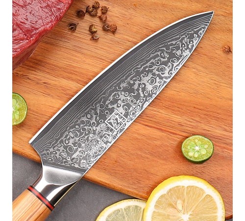 Нож шеф-повара из дамасской стали Keemake 6,5 Inch Chef Knife Phoenix, бежевый