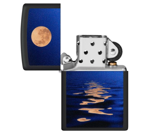 Зажигалка ZIPPO Moon Sunset с покрытием Black Light, латунь/сталь, чёрная, матовая, 38x13x57 мм