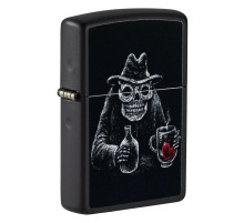 Зажигалка ZIPPO Bar Skull Design с покрытием Black Matte, латунь/сталь, чёрная, матовая, 38x13x57 мм