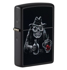 Зажигалка ZIPPO Bar Skull Design с покрытием Black Matte, латунь/сталь, чёрная, матовая, 38x13x57 мм