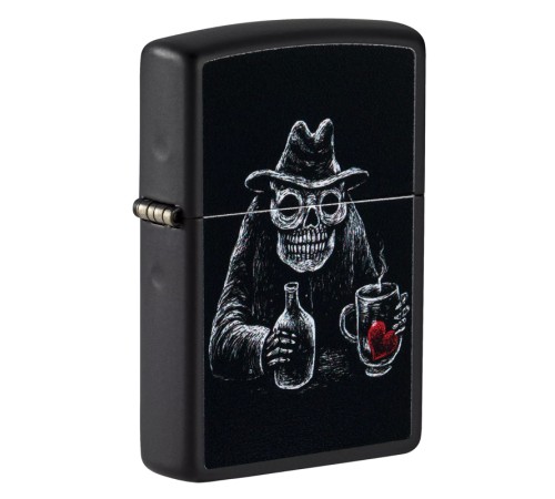 Зажигалка ZIPPO Bar Skull Design с покрытием Black Matte, латунь/сталь, чёрная, матовая, 38x13x57 мм