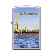 Зажигалка ZIPPO Петропавловская крепость, с покрытием Satin Chrome™, латунь/сталь, 38x13x57 мм