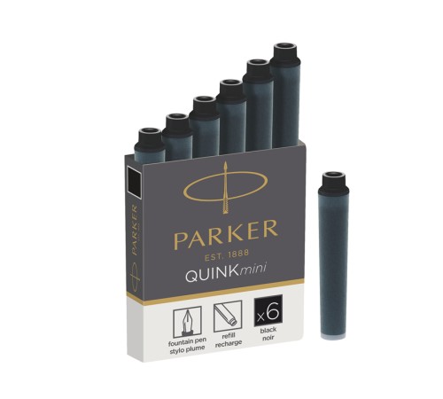 Чернильный мини-картридж Parker Квинк Шорт для перьевой ручки, черный, 0,5 мл чернил