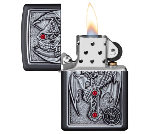 Зажигалка ZIPPO Winged Dragon Cross с покрытием Black Matte, латунь/сталь, чёрная, 38x13x57 мм