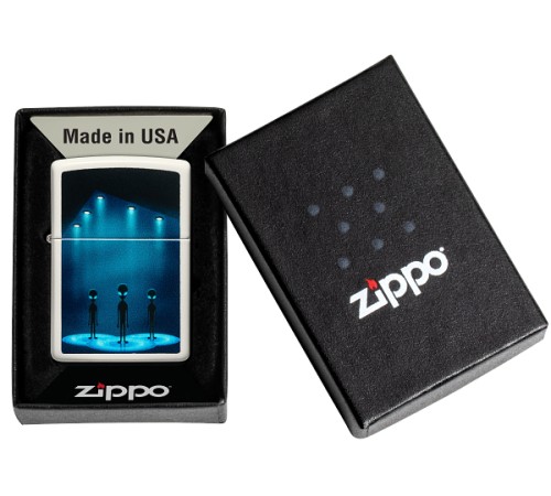 Зажигалка ZIPPO Aliens Design с покрытием Glow In The Dark Green, латунь/сталь, белая, 38x13x57 мм