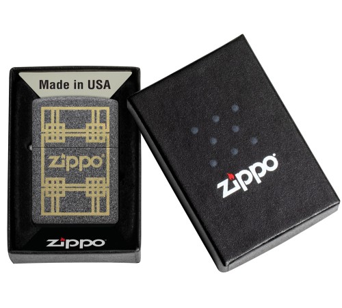 Зажигалка ZIPPO с покрытием Iron Stone, латунь/сталь, серая, матовая, 38x13x57 мм