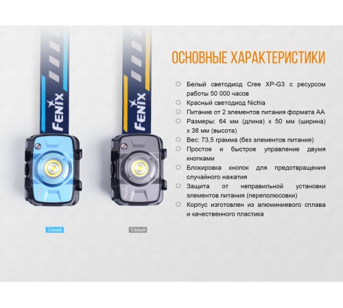 Налобный фонарь Fenix HL30 (2018) Cree XP-G3 синий, HL30BL2018