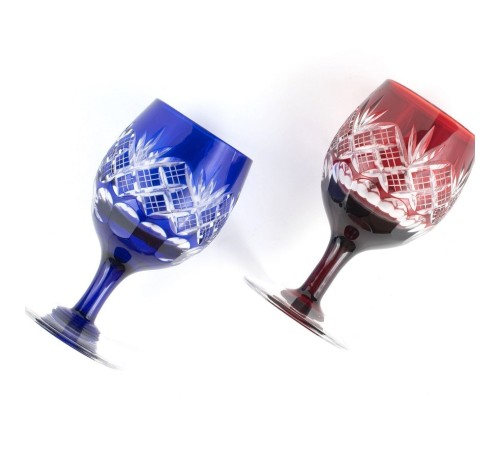 Набор рюмок TAJIMA GLASS с узором Ярай Касури 90 мл, 2 шт