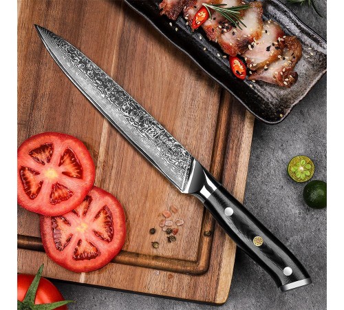 Нож разделочный из дамасской стали Keemake 8 Inch Carving Knife, черный