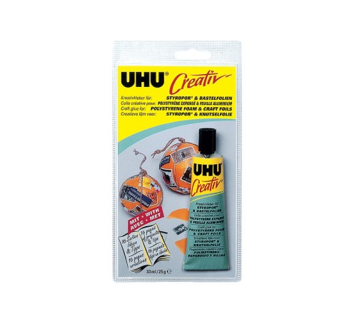 Клей для пенополистирола и фольги UHU Creativ, 33 мл, блистер