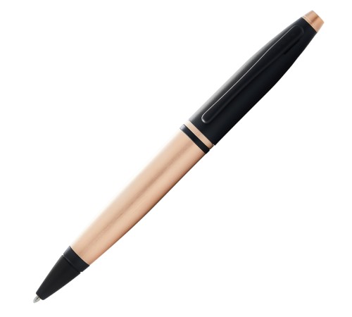 Шариковая ручка Cross Calais Brushed Rose Gold Plate and Black Lacquer