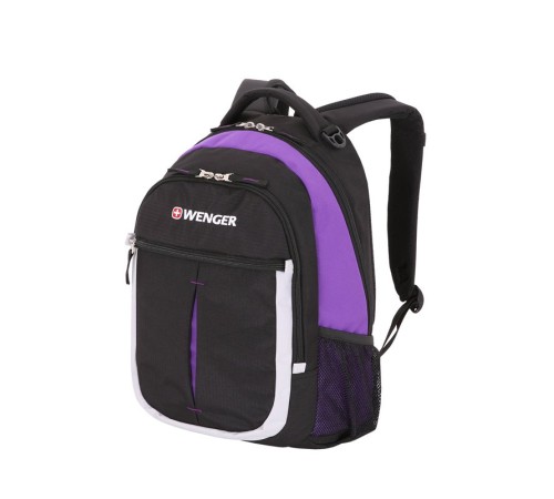 Рюкзак WENGER, чёрный/фиолетовый/серебристый, полиэстер 600D, 32х15х45 см, 22 л