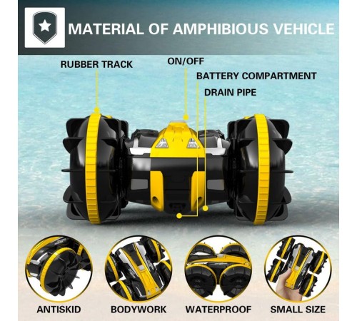 Радиоуправляемый перевертыш-амфибия Volantex RC желтый 4WD 2.4G 1/20 RTR