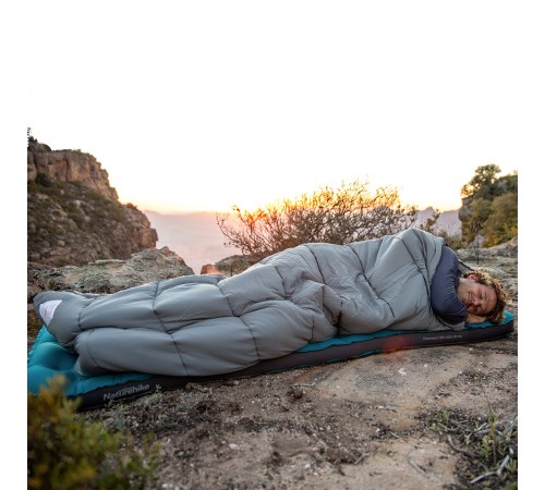 Ультралёгкий спальный мешок Naturehike CNK2350WS023 M300 хлопковый с капюшоном весна осень серый, молния слева