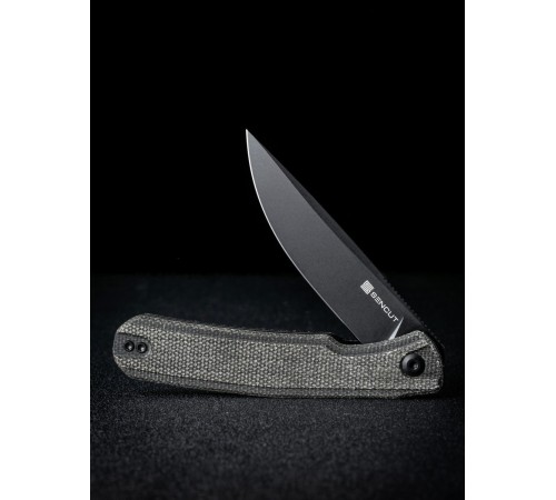 Складной нож SENCUT Scitus D2 Steel Black Stonewashed Handle Dark Green Canvas Micarta