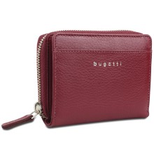 Кошелёк женский BUGATTI Lady Top, на молнии, красный, натуральная воловья кожа, 12х2,5х9 см