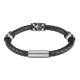 Браслет ZIPPO Three Charms Leather Bracelet, с шармами, чёрный, кожа/нержавеющая сталь, 22 см