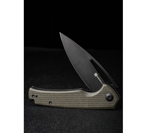 Складной нож SENCUT Mims 9Cr18MoV Steel Black Stonewashed Handle Dark Green Canvas Micarta