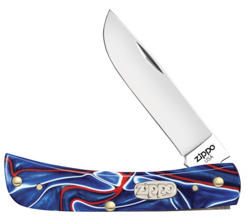 Нож перочинный ZIPPO Patriotic Kirinite™ Smooth Sodbuster Jr, 92 мм, синий + ЗАЖИГАЛКА ZIPPO 207