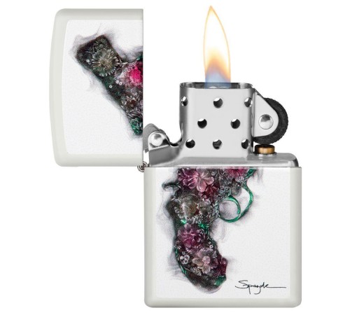 Зажигалка ZIPPO Spazuk с покрытием White Matte, латунь/сталь, белая, матовая, 38x13x57 мм