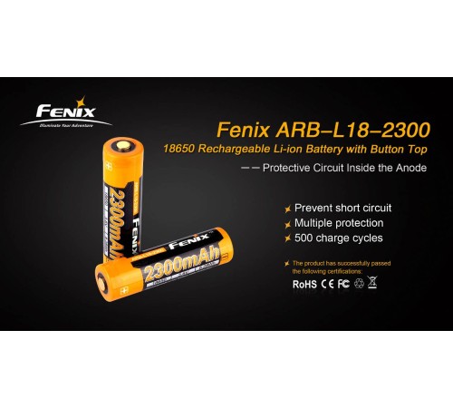 Аккумулятор 18650 Fenix 2300 mAh, ARB-L18-2300