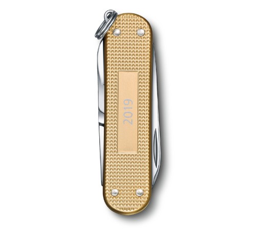 Нож-брелок VICTORINOX Classic Alox, 58 мм, 5 функций, алюминиевая рукоять, золотистый