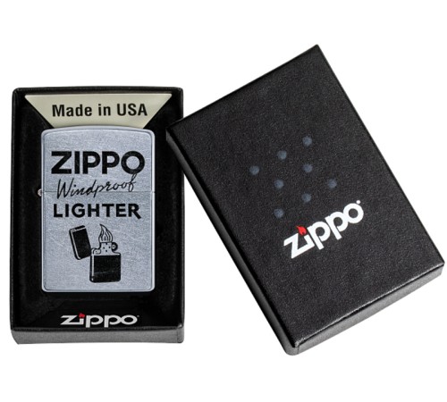 Зажигалка ZIPPO Zippo Windproof с покрытием Street Chrome™, латунь/сталь, серебристая, 38x13x57 мм