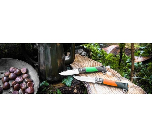 Набор-дисплей Opinel, 8 ножей №12 Explore из нержав стали, 4 зеленых + 4 оранжевых, 001975
