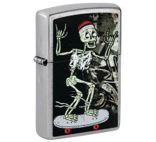 Зажигалка ZIPPO Skateboard Design с покрытием Street Chrome, латунь/сталь, серебристая, 38x13x57 мм