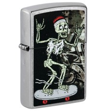 Зажигалка ZIPPO Skateboard Design с покрытием Street Chrome, латунь/сталь, серебристая, 38x13x57 мм