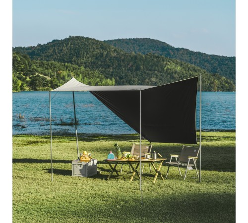 Палатка Naturehike Ango Automatic CNK2550WS010 трёхместная, большая, c навесом, бежевая с коричневым