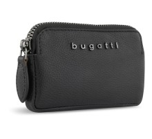 Ключница BUGATTI Bella, чёрная, воловья кожа/полиэстер, 12х1,5х7 см