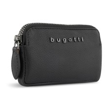 Ключница BUGATTI Bella, чёрная, воловья кожа/полиэстер, 12х1,5х7 см